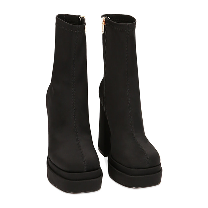 Botines plataforma negros de tela tacón 9 cm