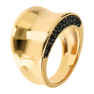 Anello Golden a Fascia Graduato con Pavé di Spinello Nero