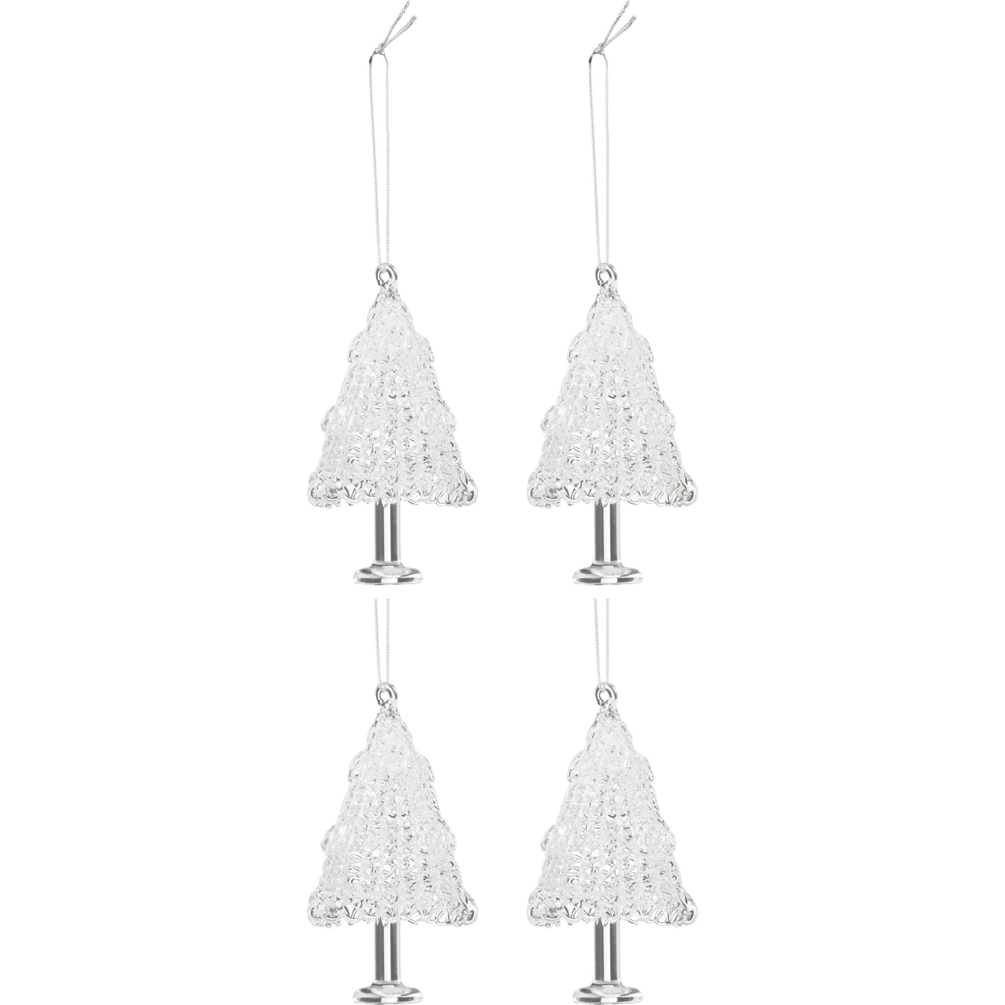 J-Line suspension Sapin De Noël - verre - transparent - boîte de 4