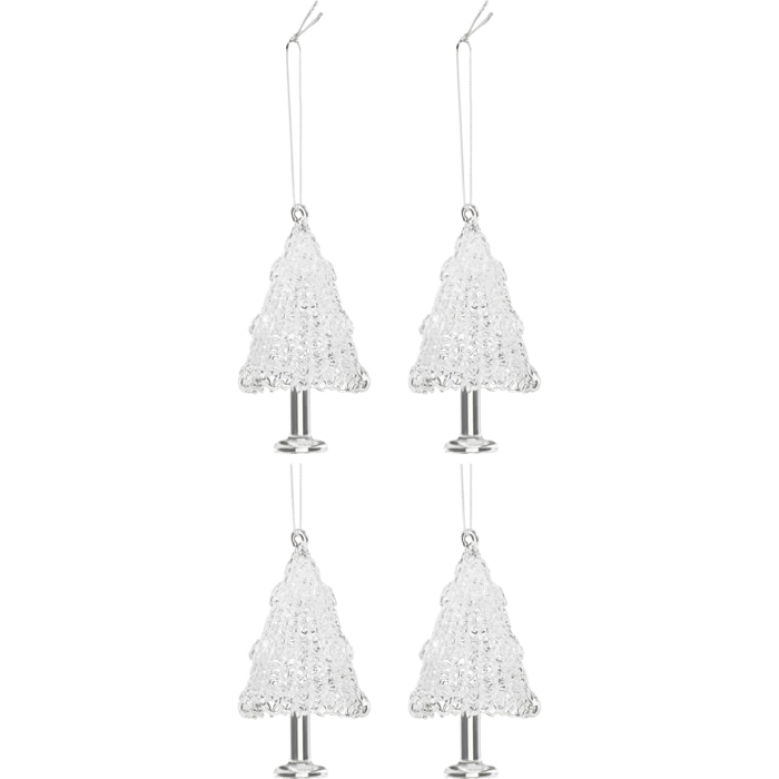 J-Line suspension Sapin De Noël - verre - transparent - boîte de 4