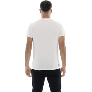 Camiseta básica de algodón elástico de manga corta con logo Leone 1947