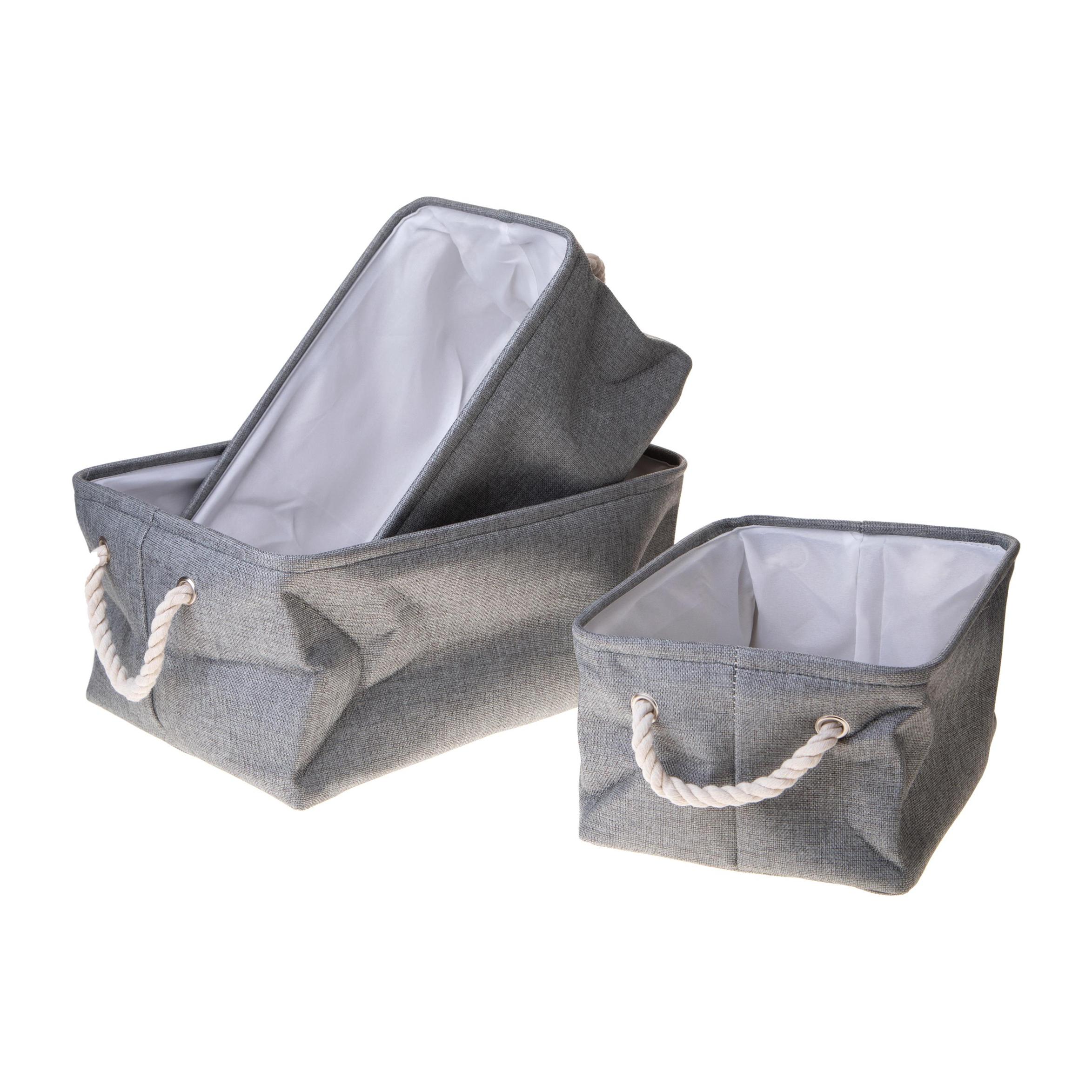 Serie Da 3 Contenitori St.45 Cm - Pezzi 1 - 45X22X32cm - Colore: Grigio - Bianchi Dino - Decorazioni Varie