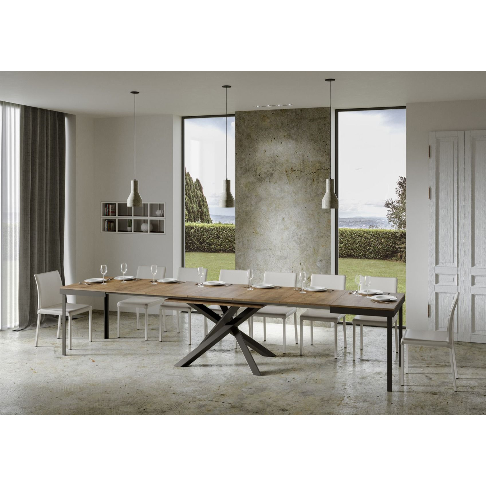 Table extensible 90x180/440 cm Volantis Evolution Noyer cadre Anthracite