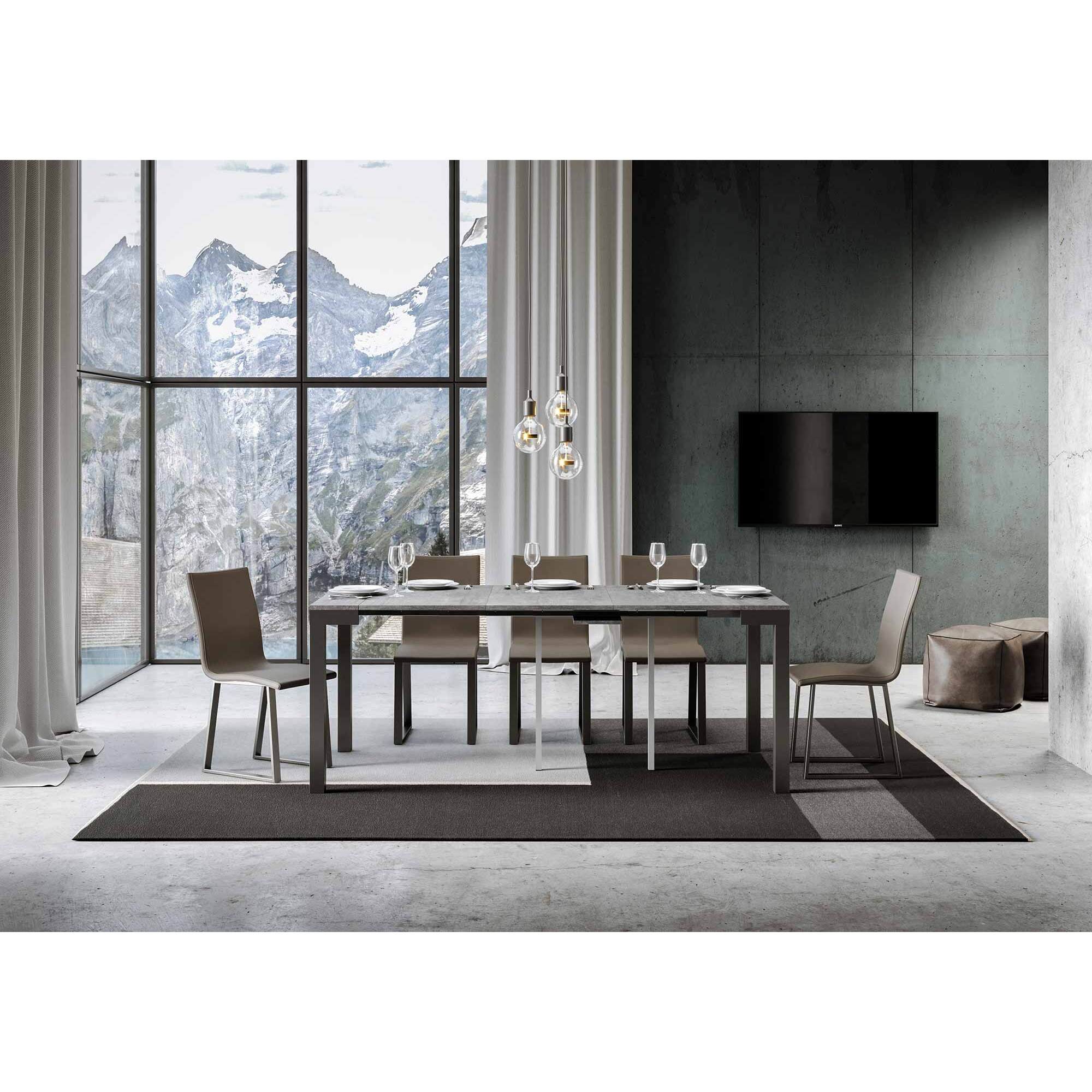 Consola extensible 90x40/196 cm Everyday Small Evolution Cemento estructura Antracita