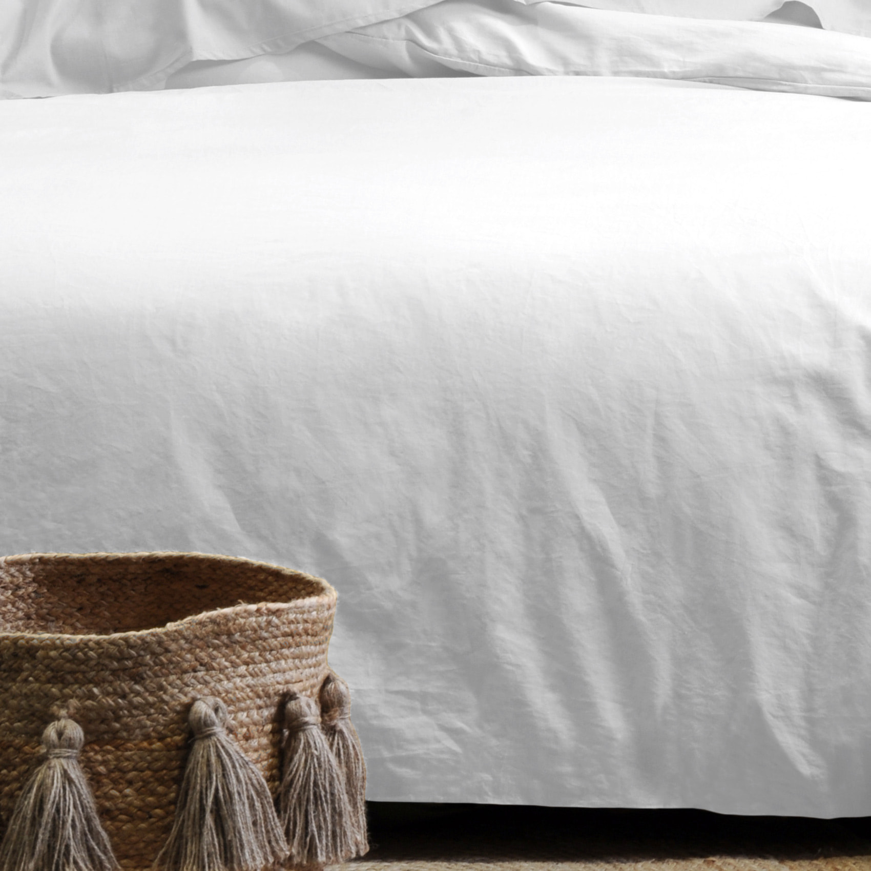 Taie d'oreiller unie en coton bio - Blanc