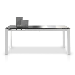 Mesa extensible – Cristal negro y patas blancas