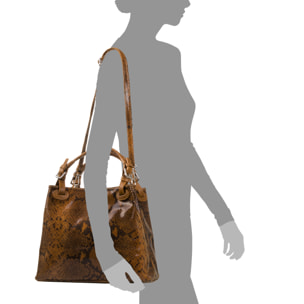 Emanuela Borsa tote Donna.Pelle autentica Camoscio Python Dollaro