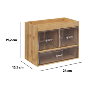 Boîte organiseur 3 tiroirs transparents Selena bambou