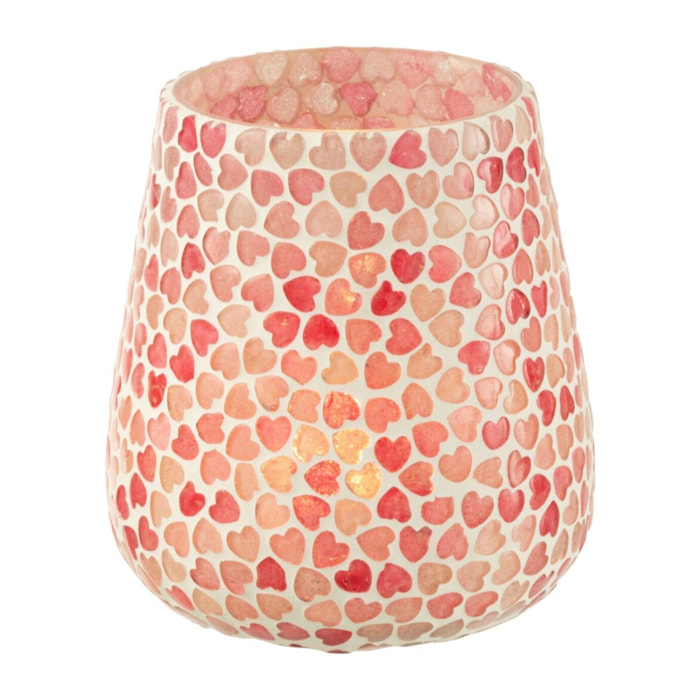 J-Line bougeoir Coeur Mosaïque - verre - rose - large