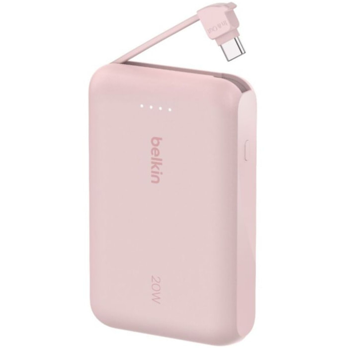 Batterie externe BELKIN 10000 mAh avec cable USB-C intégre pink