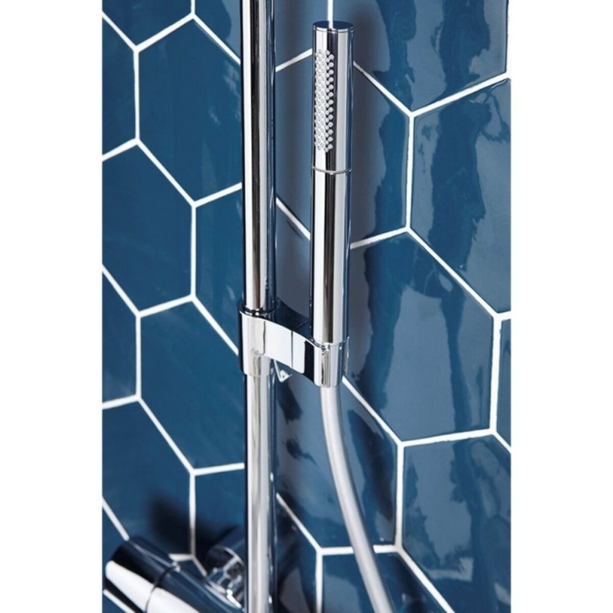 Mitigeur baignoire monotrou Aleo+ + douchette 2 jets Shift Ellipse + flexible 1,6m chromé