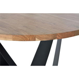 Mesa de comedor - Madera de Acacia y Metal - 78x120x120cm