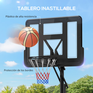 Canasta de Baloncesto de Exterior con Altura Ajustable 235-305 cm Aro de Baloncesto con Soporte Canasta de Baloncesto con Ruedas Base Rellenable Bolsa de Peso Negro