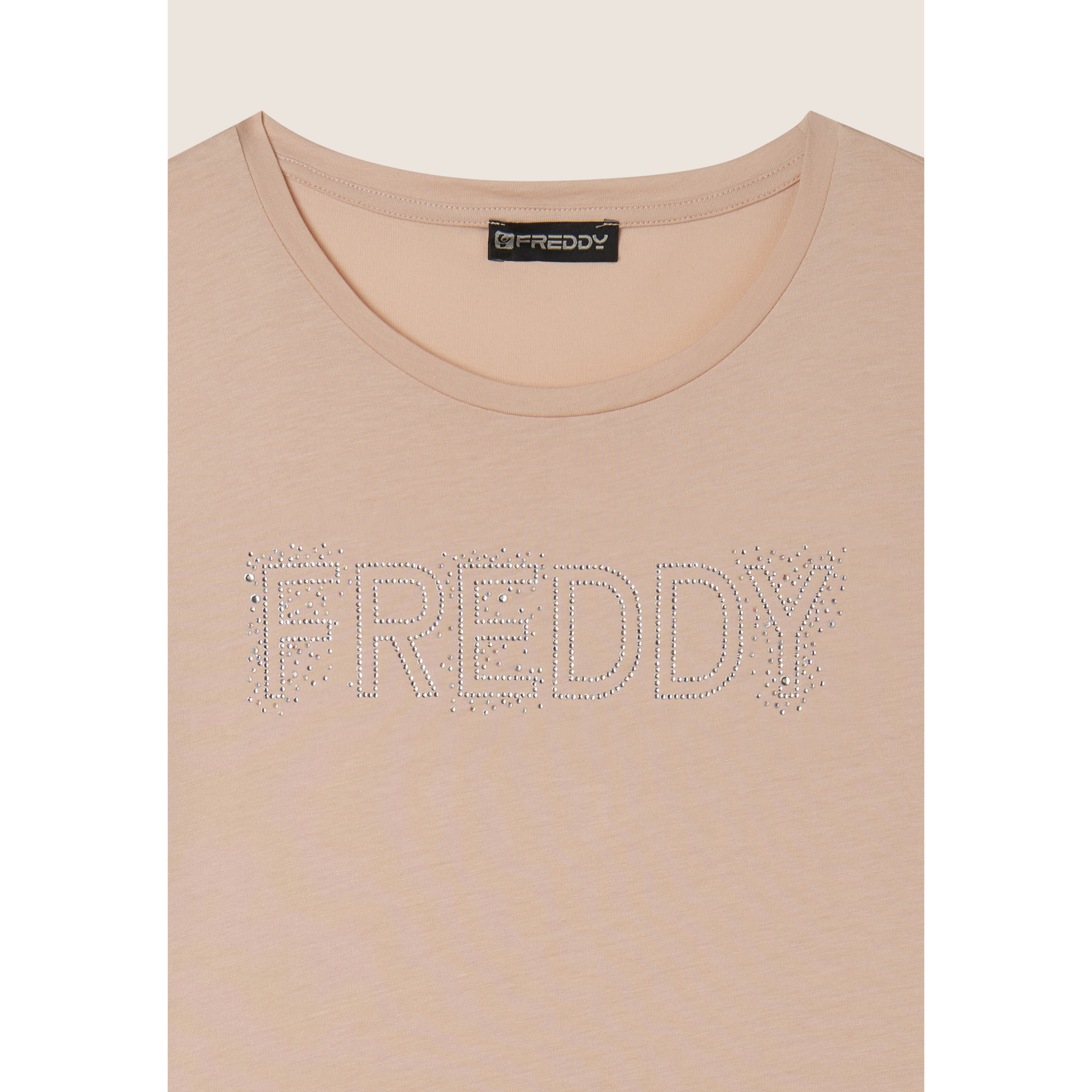 T-Shirt in jersey modal con Logo Strass