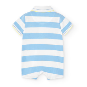 Pelele niÃ±o, piquÃ©, estampado de rayas, azul claro