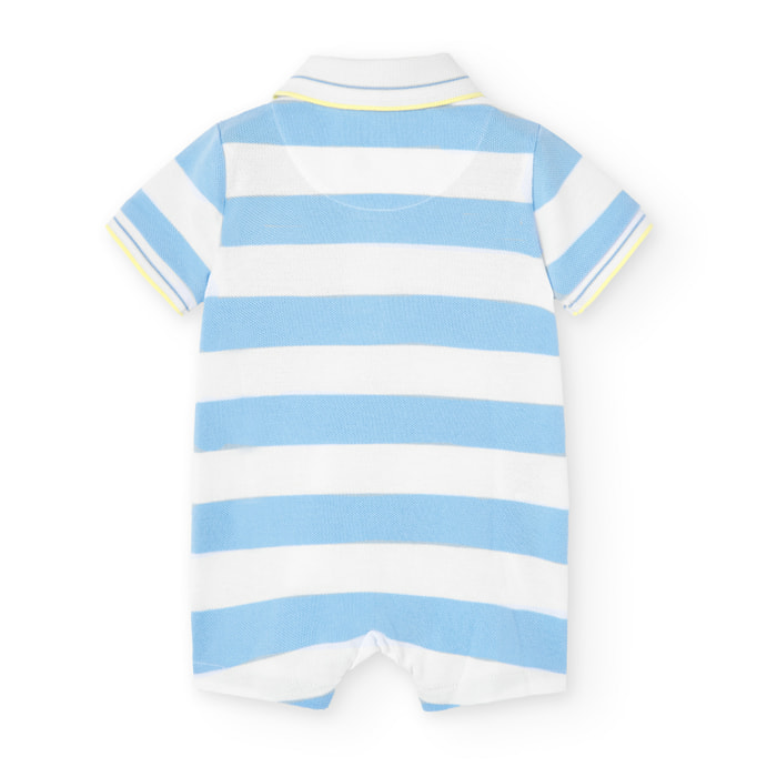 Pelele niÃ±o, piquÃ©, estampado de rayas, azul claro