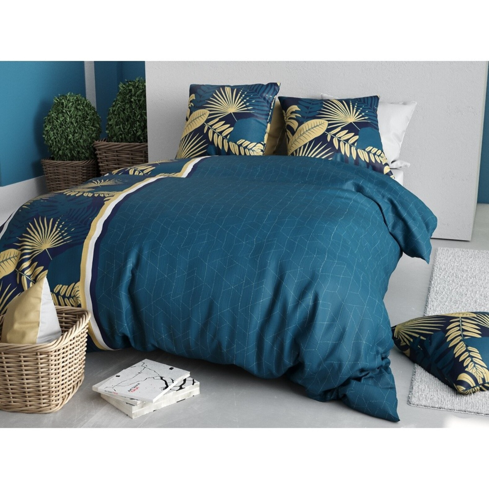 Parure housse de couette imprimée + 2 taies Tropeal