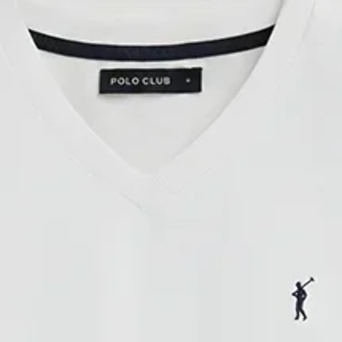 Camiseta blanca de cuello pico con logo Rigby Go