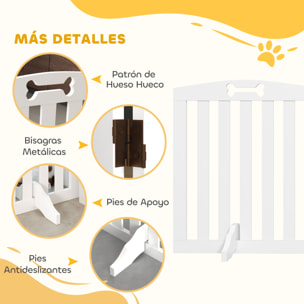 Barrera de Seguridad para Perros Plegable 155 cm, Valla para Perros Pequeños y Medianos de 3 Paneles con Pies Extraíbles, Puerta de Seguridad para Mascotas, para Escalera, Pasillo, Blanco
