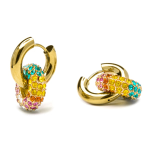 Pendientes de Cristal Multicolor acabados en oro amarillo de 18k