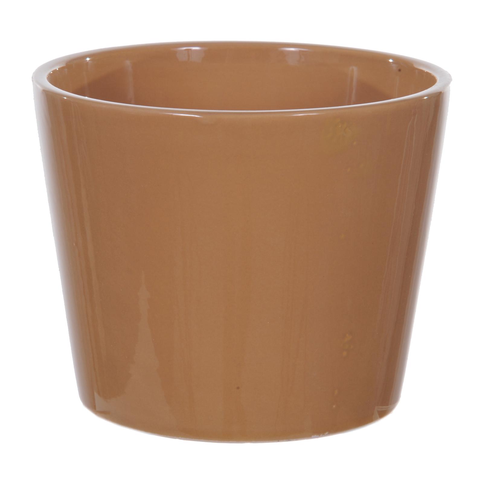 Vaso Cachepot In Ceramica. Larghezza 10 Cm - Pezzi 12 - 10X8,5X10cm - Colore: Marrone - Bianchi Dino - Ceramica