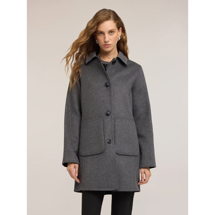 Motivi - Cappotto reversibile in panno misto lana - Grigio