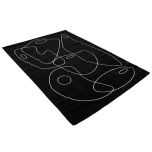 Tapis noir motif line art 160x230 cm ARTISTE