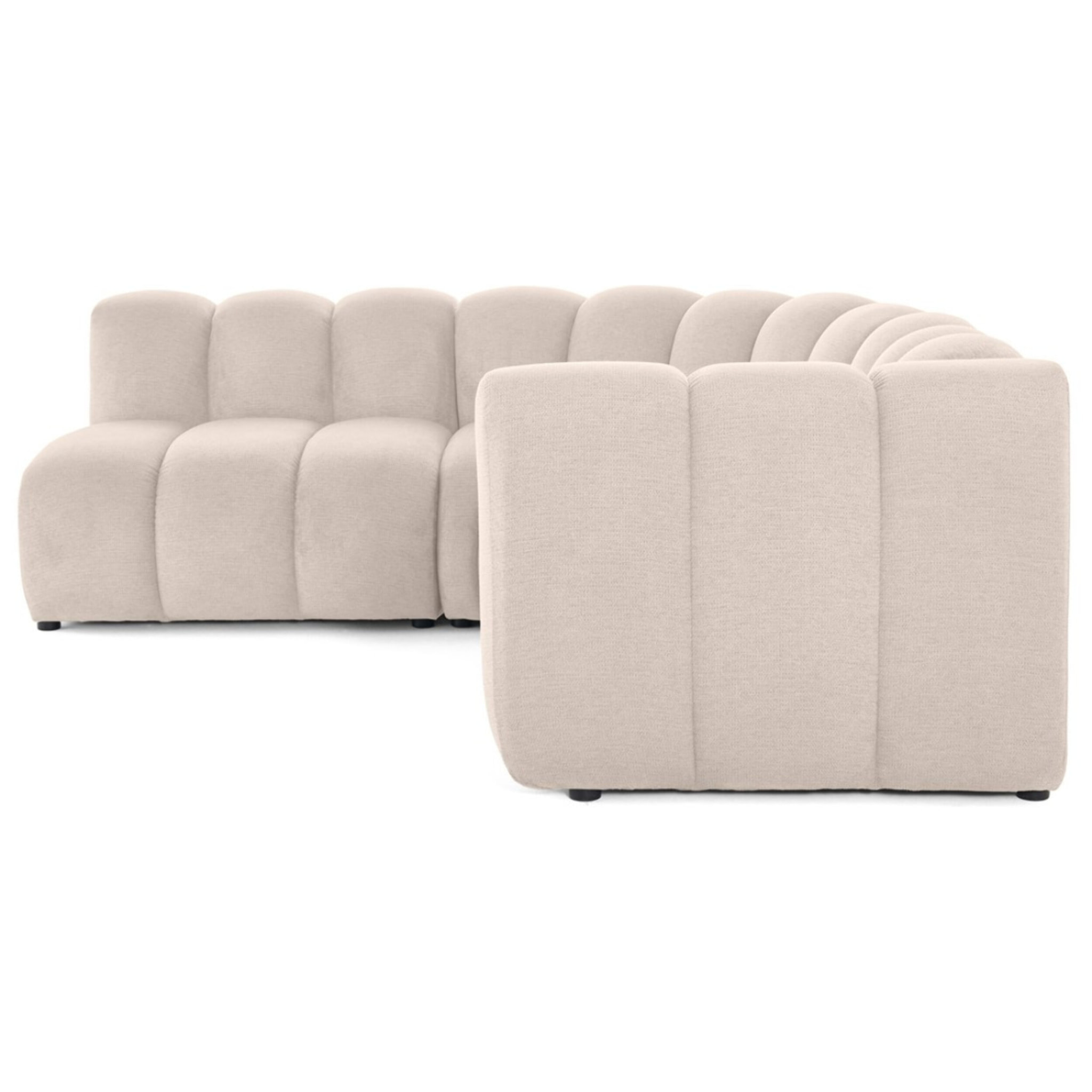 Debbie - canapé modulable d'angle gauche 4 places avec accoudoir en tissu texturé - Beige
