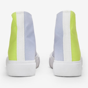 Zapatillas de tela altas verde y lila con plataforma