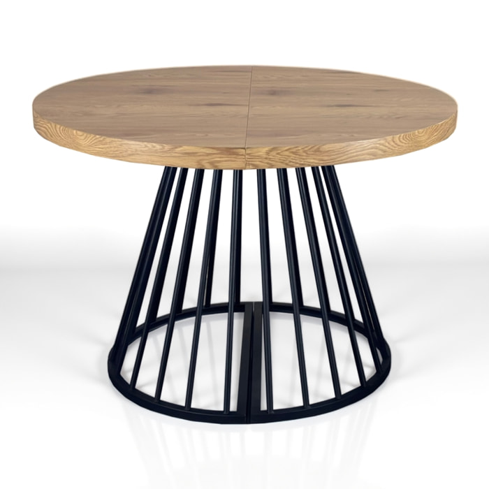 Table à manger ronde extensible Tomasucci FEAR, en MDF finition chêne, 110 × 110 × 76,5 cm