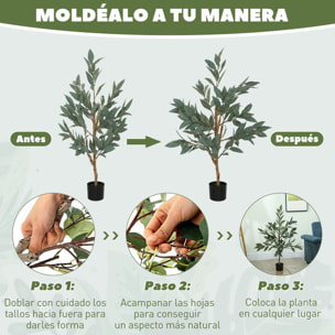 Árbol Artificial de Laurel 120 cm Planta Artificial Decorativa Grande Decoración para Hogar Oficina Balcón Dormitorio Verde