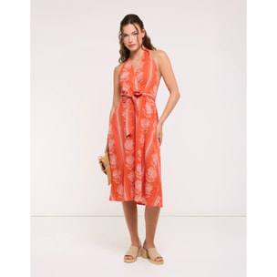 Vestido Midi Naranja con Lazo - Galia