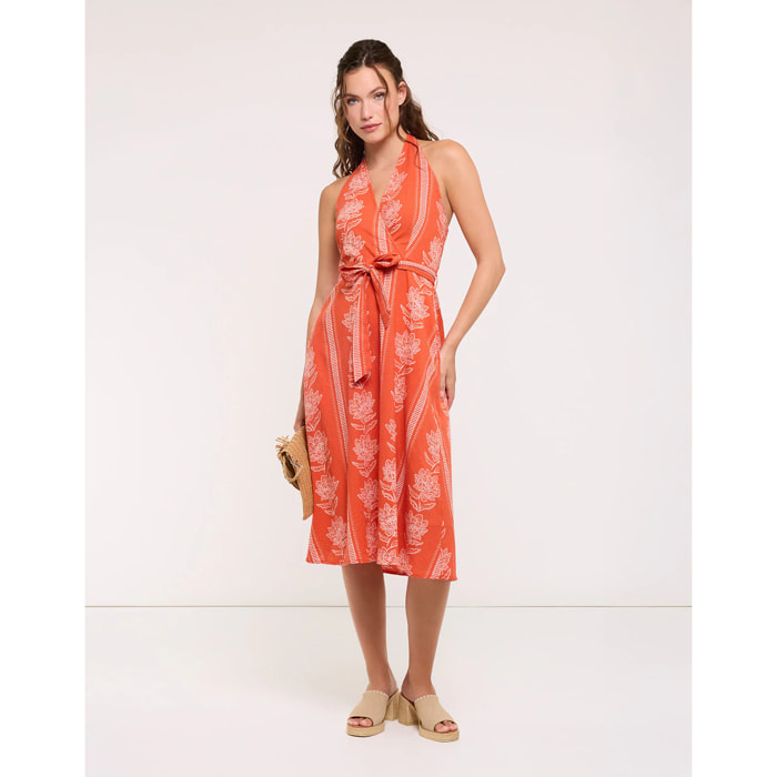 Vestido Midi Naranja con Lazo - Galia