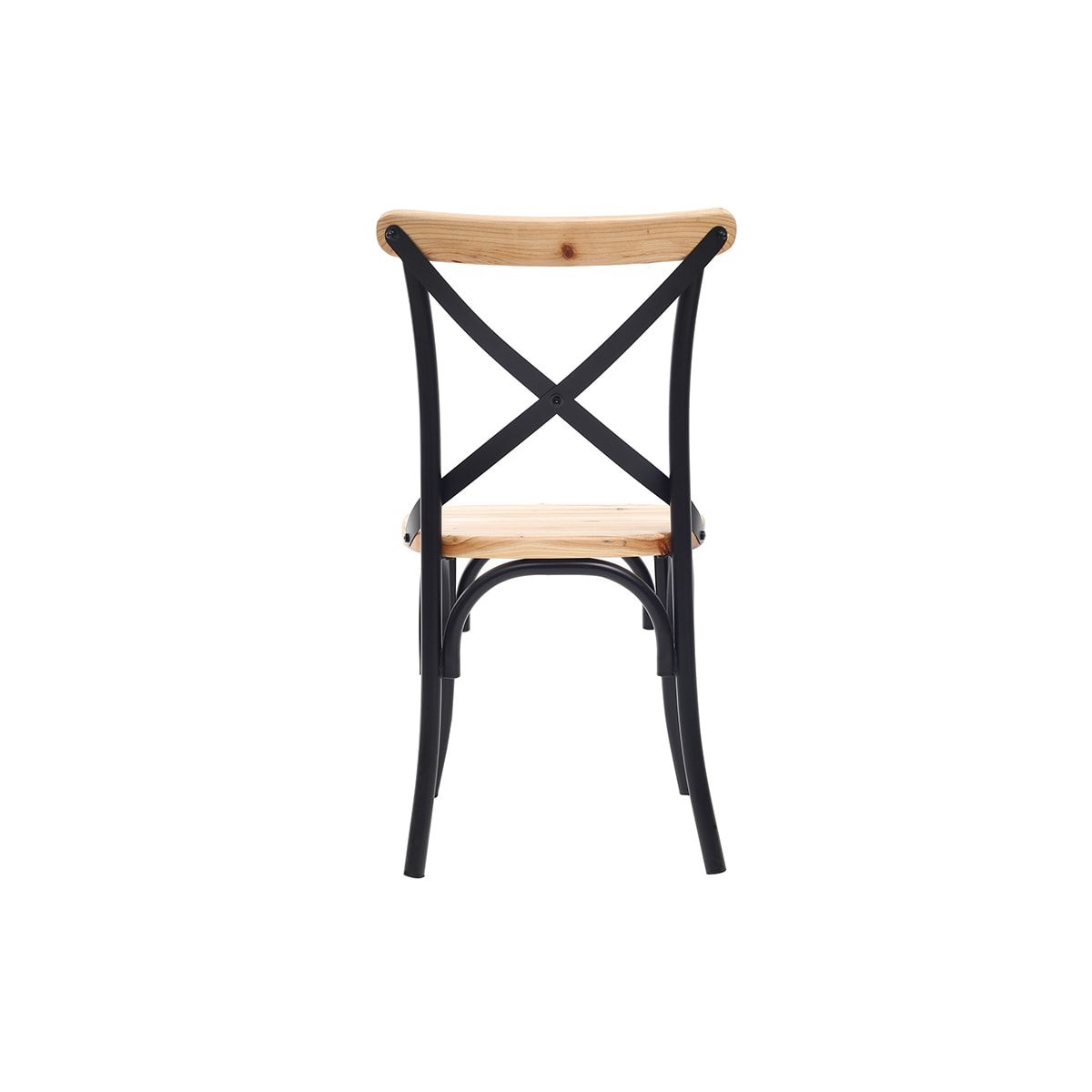 Chaises bistrot bois clair massif et métal noir (lot de 2) JAKE