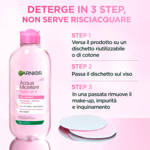 2x Acqua Micellare Ipoallergenica per Pelli Sensibili SkinActive Tutto in 1 Detergente Idratante Struccante Senza Risciacquo per Viso Occhi Labbra - 2 Flaconi da 400ml
