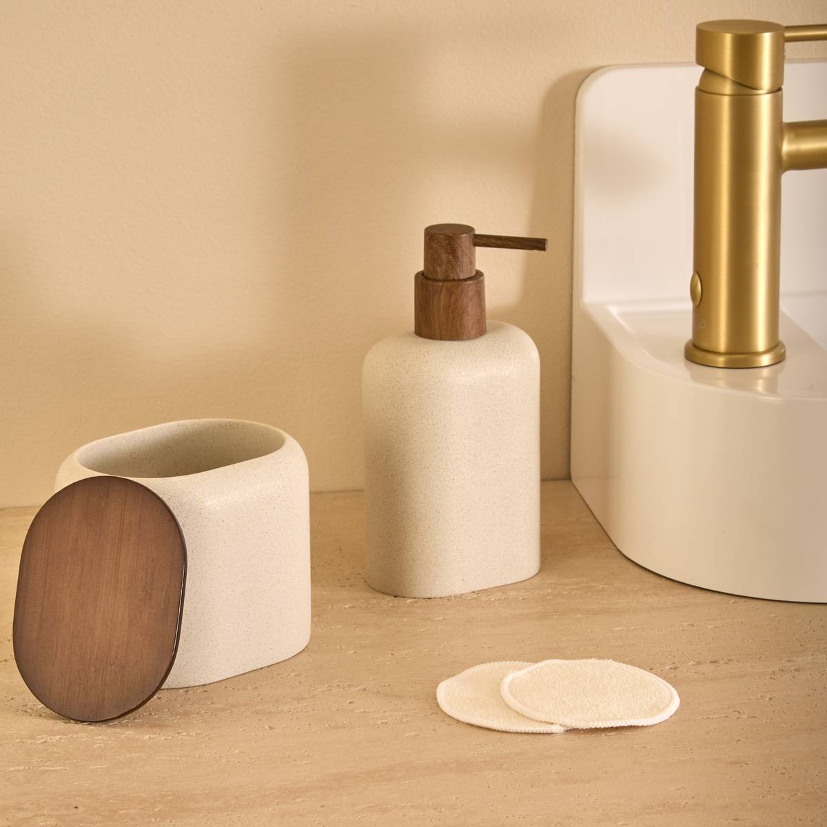 Pot à cotons Argileo ovale 9x12cm beige