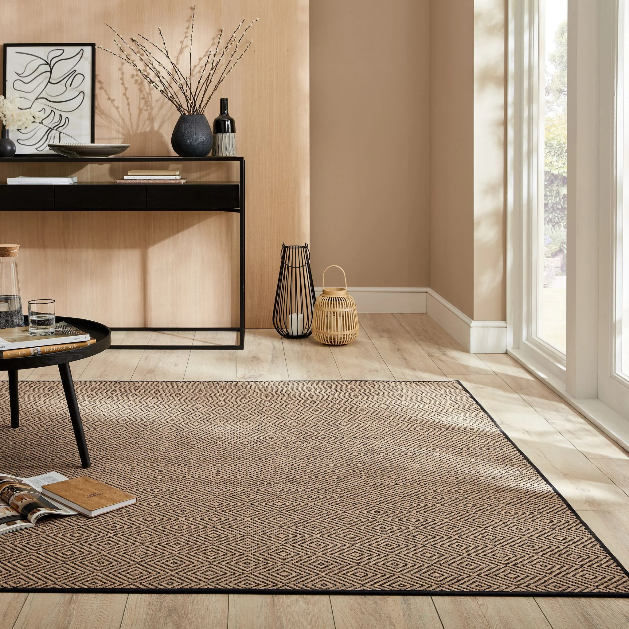 Tapis geometric en jute DIAMOND