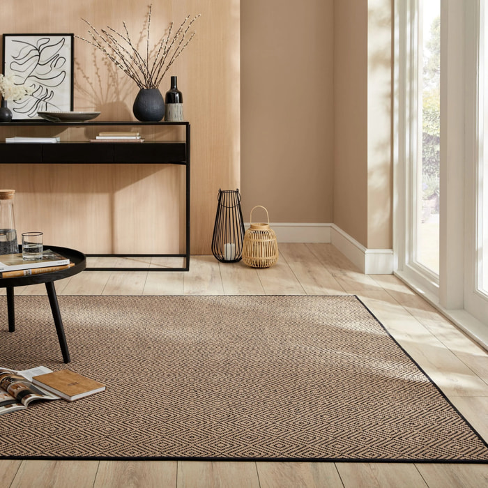 Tapis geometric en jute DIAMOND