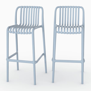 Lot de 2 chaises de bar de jardin 76 cm en plastique bleu pastel - Duli