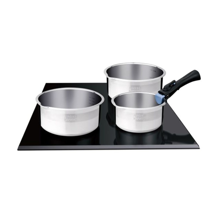 Set de 3 casseroles amovible inox