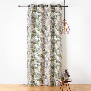 Rideau jacquard à motif hortensia - Beige