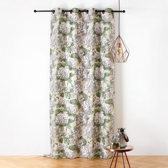 Rideau jacquard à motif hortensia - Beige