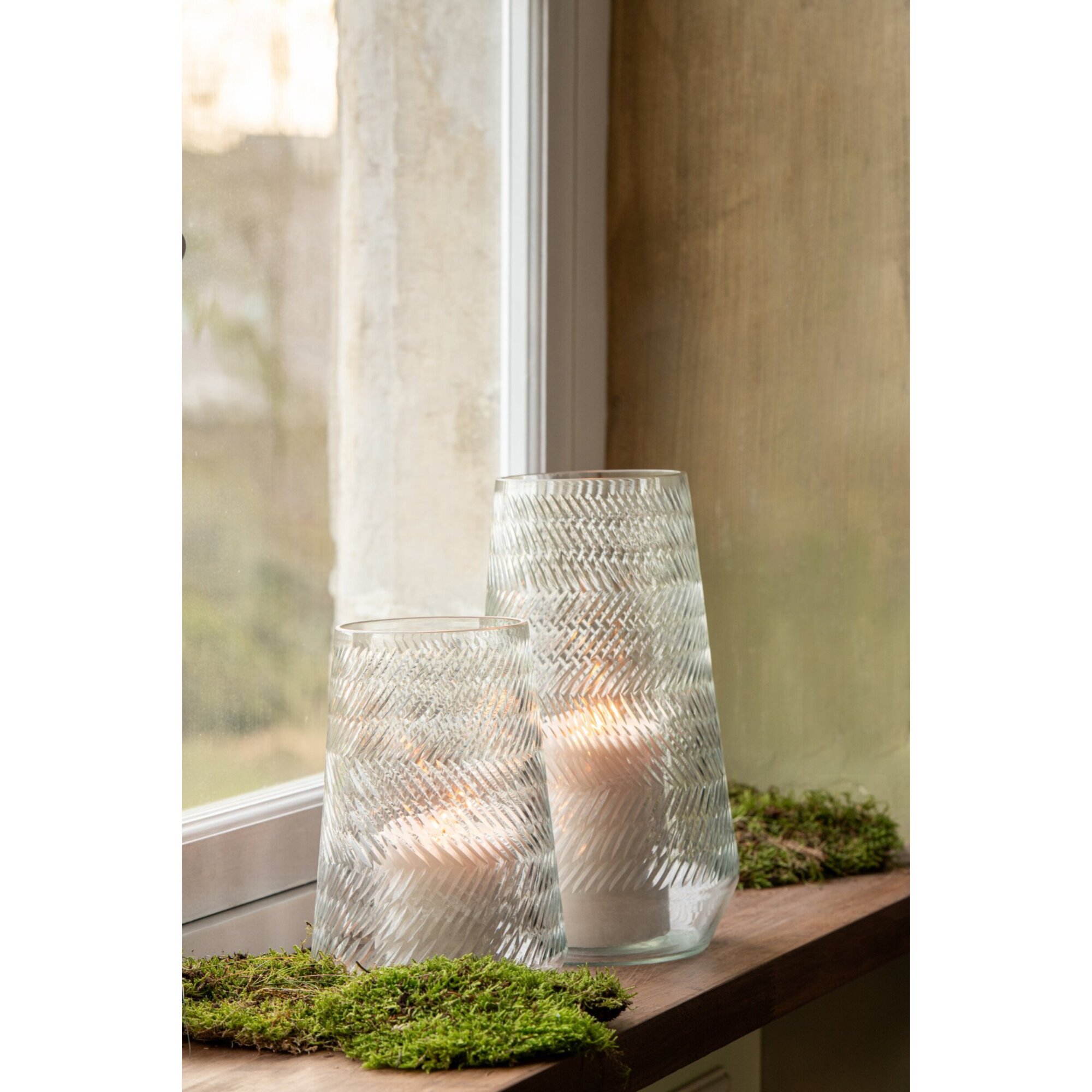 J-Line vase relief - verre transparent - large