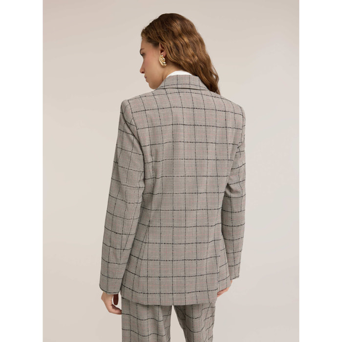 Motivi - Blazer strutturato fantasia Principe di Galles - Grigio