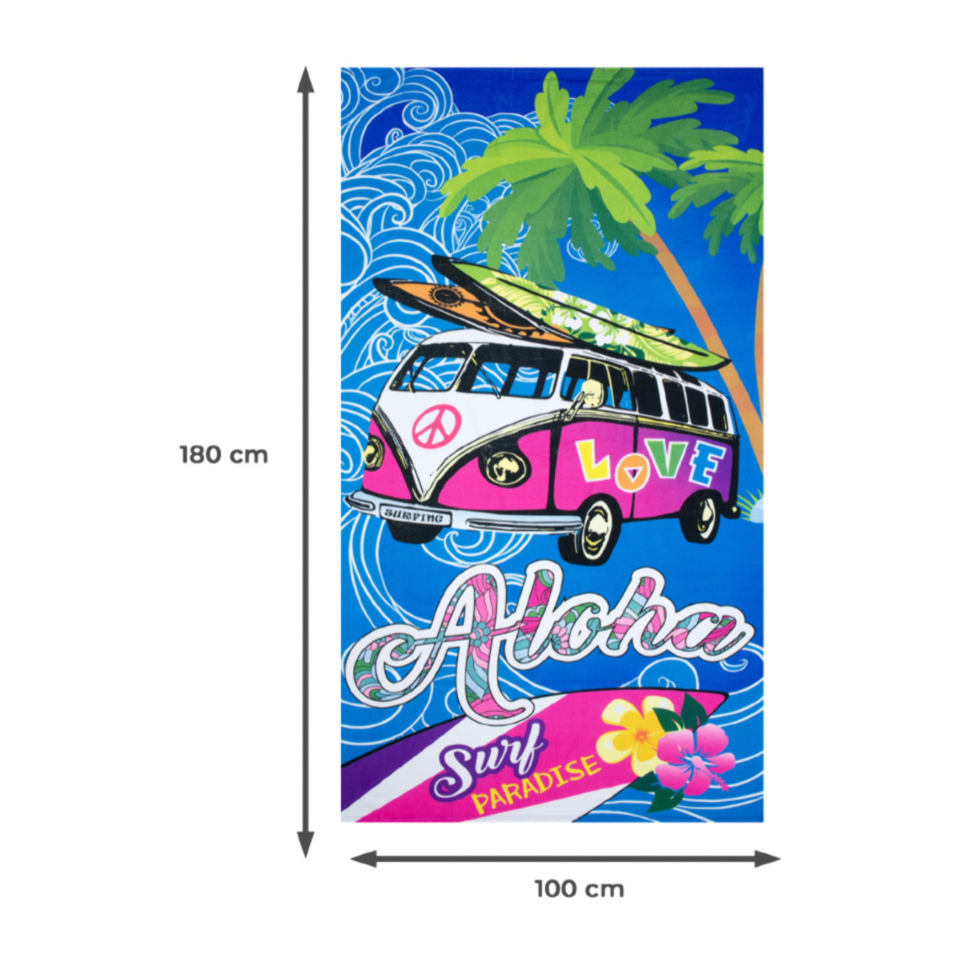 Telo Mare Grande 100x180 Spugna Maui Surf Paradise D5