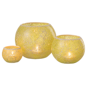 J-Line bougeoir Mozaiek Rond - verre - jaune - large