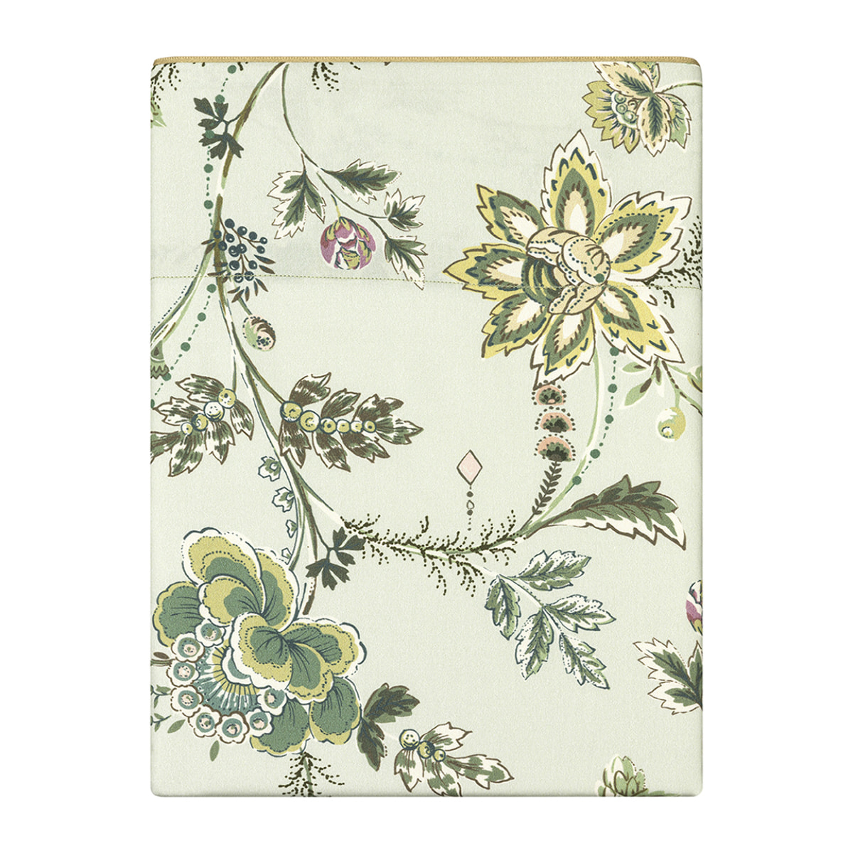 Drap plat imprimé en satin de coton bio, MAUSSANE, Vert tilleul