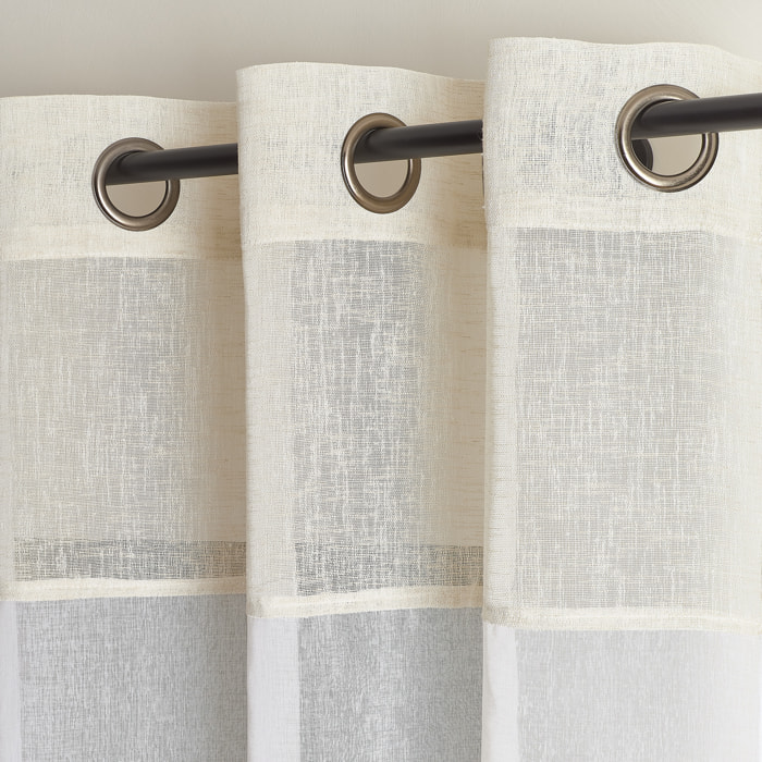 Voilage lumineux bicolore à oeillets - Blanc