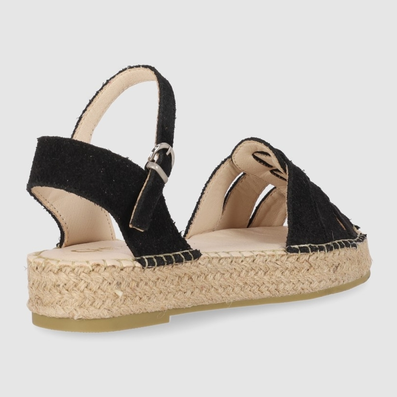 Sandalias de Serraje - Negro - Tacón: 5 cm