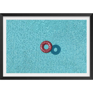 Poster pastèque piscine Affiche + cadre en bois - Noir